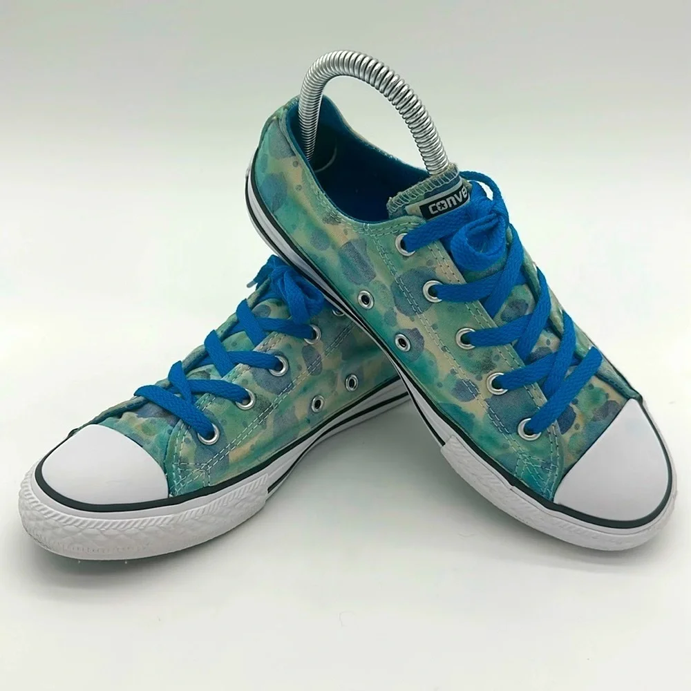 Converse 656081 F All Star Low Top Blue Green Multicolor Sneakers Junior Size 4